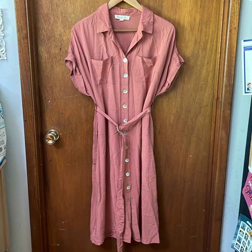 Vine & Love Forever 21 midi salmon rose pink dress
